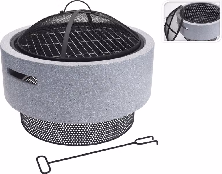 Caminetto con griglia Ambiance, MGO, 52x38,5 cm, grigio/nero