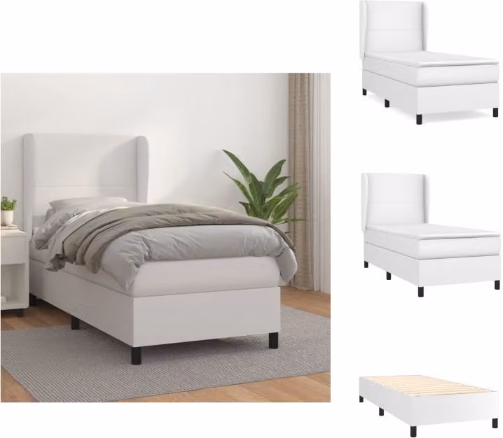 vidaXL Letto a molle con materasso bianco 90x190 cm in Pelle finta - Letti & strutture letto