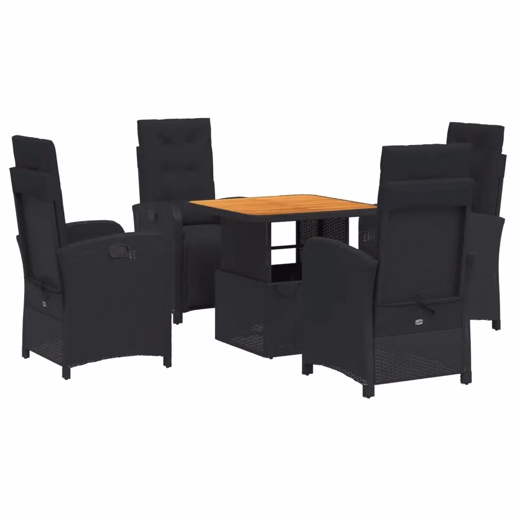 Set da pranzo da giardino moderno vidaXL in legno di acacia oliato nero e marrone con meccanismo regolabile in altezza – 2