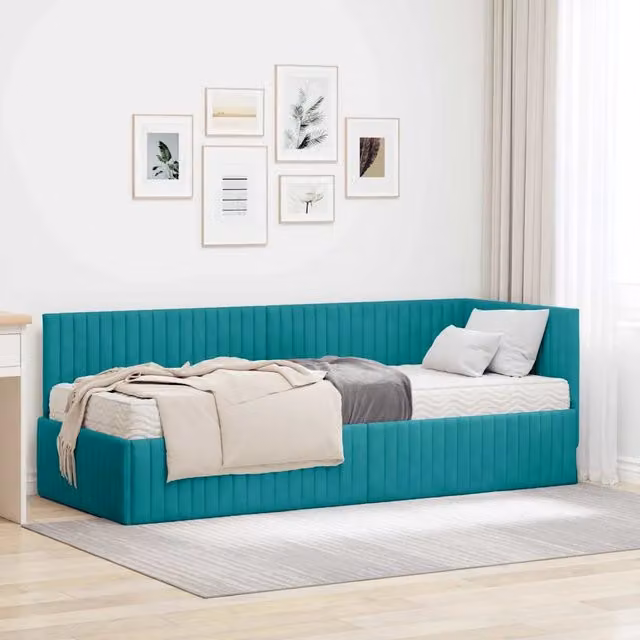 Struttura Letto Angolare con Materasso 2 pz Turchese 3393806