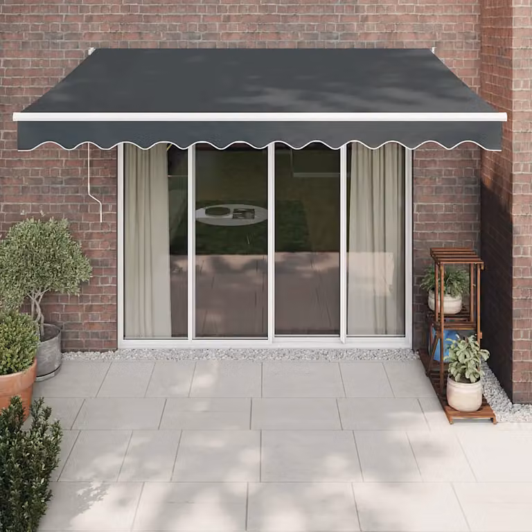 Tenda Sole Automatica Retrattile vidaXL in Alluminio e Poliestere, Colore Antracite, L: 3,5 m x P: 2,5 m