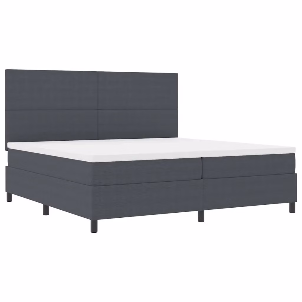 Letto moderno vidaXL con materasso a molle insacchettate e testiera in tessuto a coste, Grigio e Bianco, L: 200 cm, P: 200 cm, H: 280 cm – 2