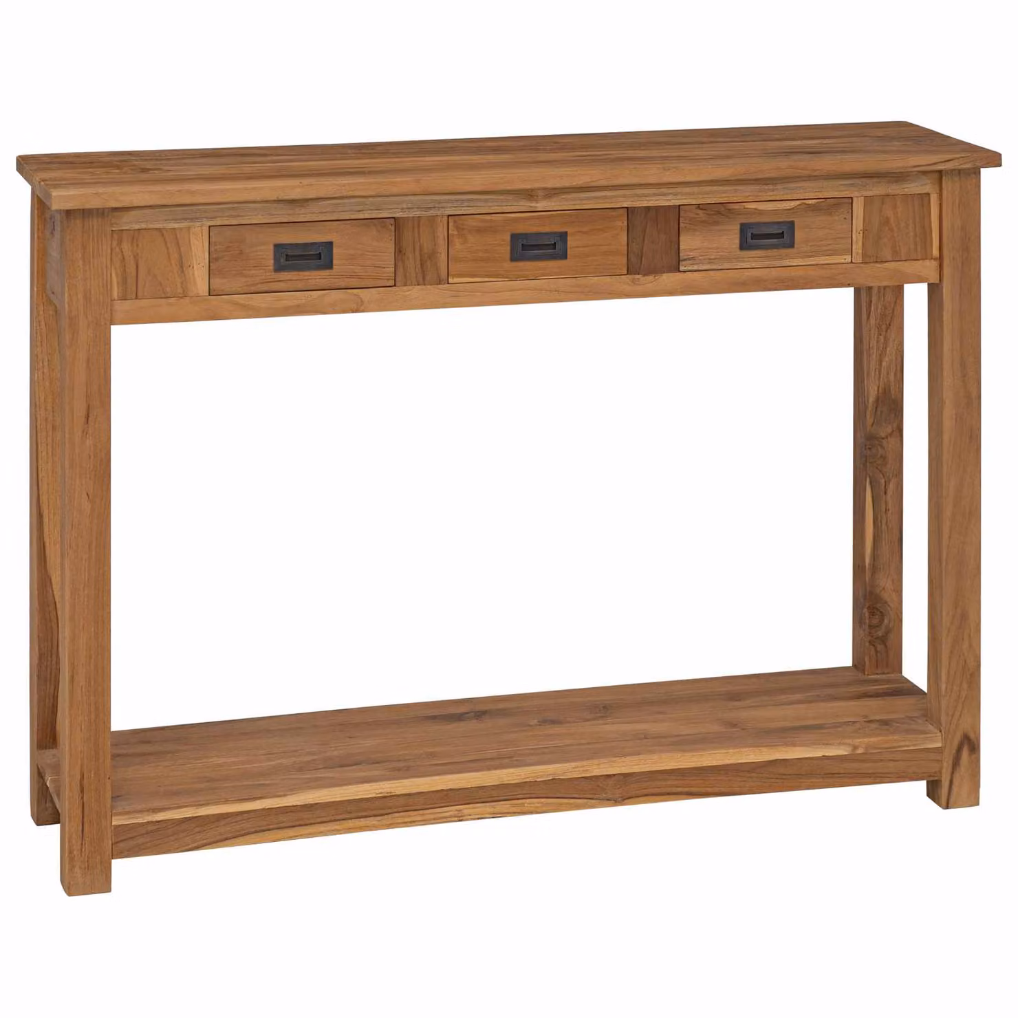vidaXL Tavolo consolle in legno di teak solido naturale L: 110 cm, P: 30 cm, H: 80 cm