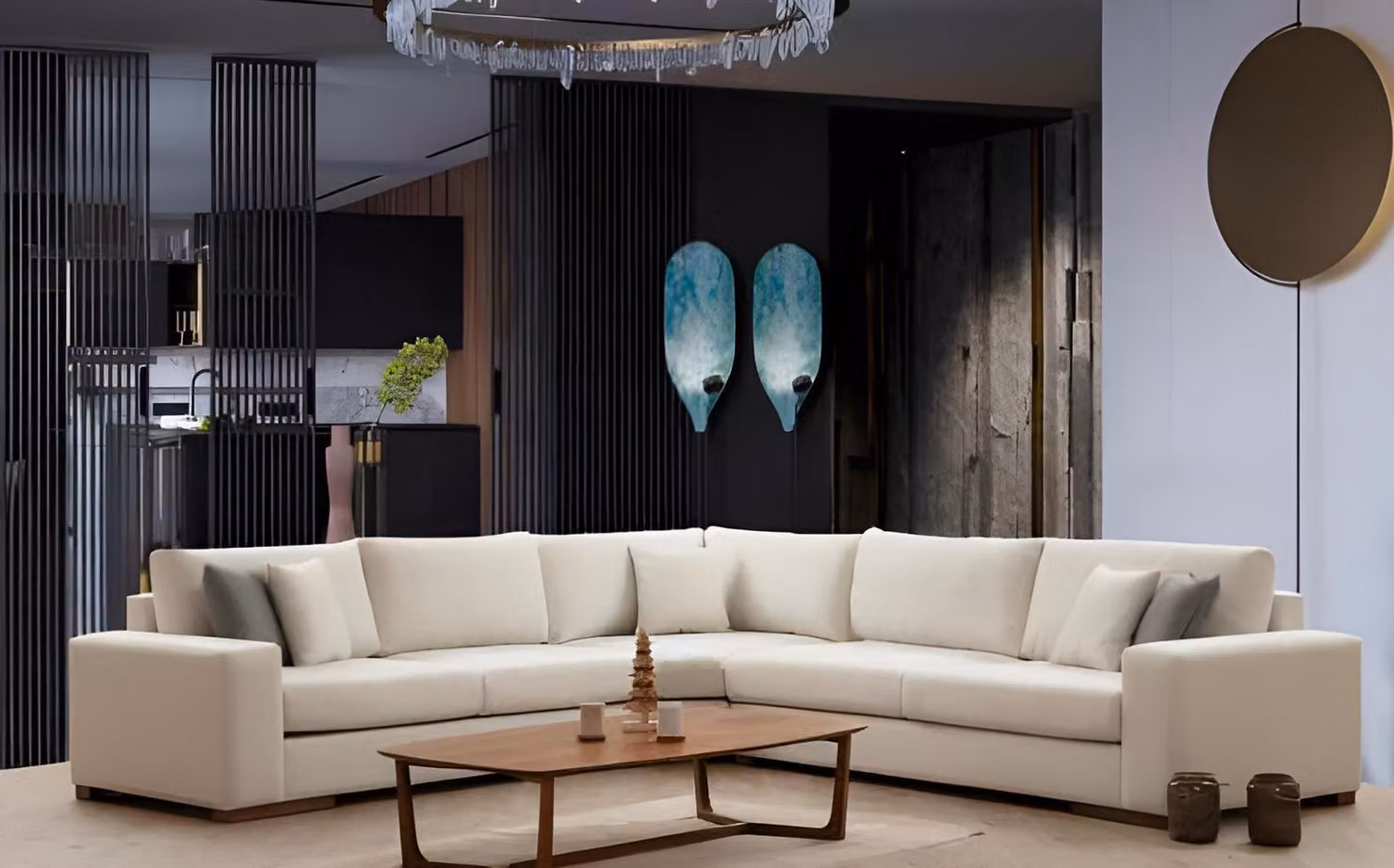 Modernes Weißes U-Form Sofa Schicke Wohnlandschaft Polster Edle Couchen