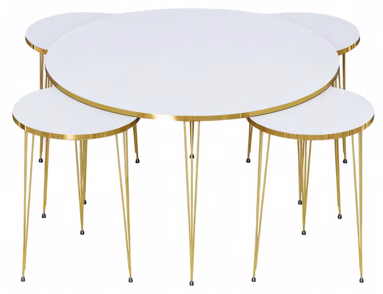 Eleganter weißer Holz-Couchtisch mit Beistelltischen im modernen Stil