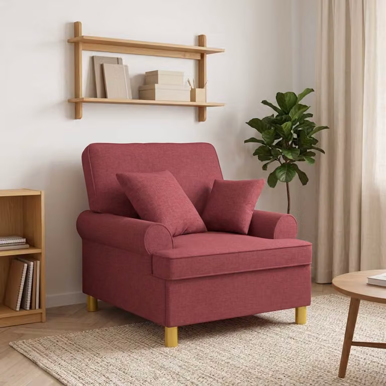 vidaXL Poltrona XL con Cuscini in Tessuto Rosso per Soggiorno e Camera da Letto