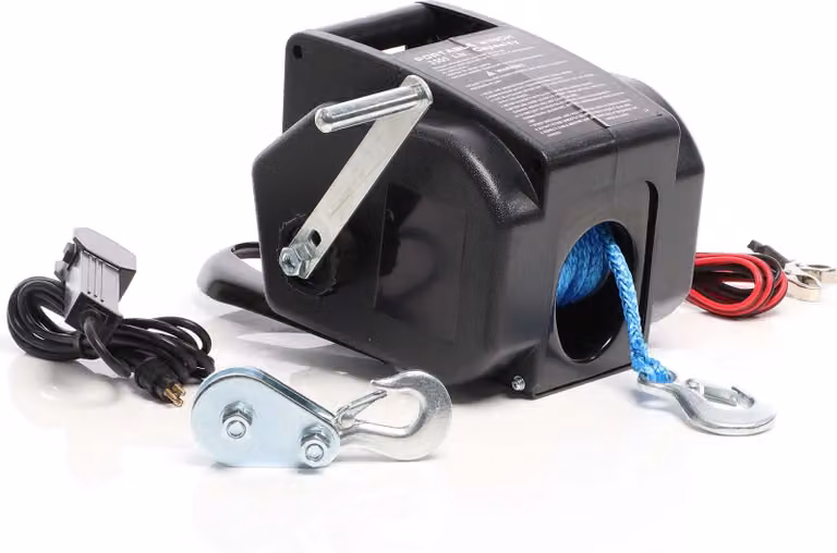 XPOtool Argano elettrico per cavi 12V 350W fino a 1570 kg, 1,8 m/min, argano a motore con trazione del cavo, argano elettrico per cavi con gancio e piastra di montaggio