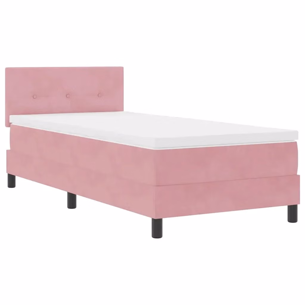 Letto a molla con illuminazione LED sottostante vidaXL in velluto rosa L 200 cm x P 80 cm x H 83 cm – 2