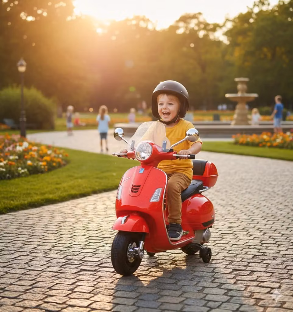 Piaggio Vespa GTS Elettrica 12V Rossa con Bauletto e Suoni per Bambini – 2