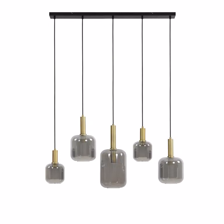 Lampada a sospensione - bronzo - LEKAR - vetro vetro fumé - lampada di design - E27 - 2946284 - Light & Living