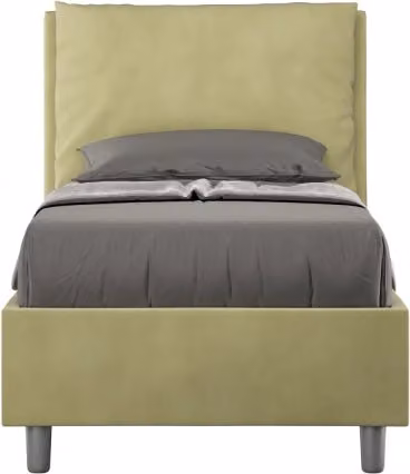 Letto singolo imbottito con contenitore Ityhome Antea in microfibra colore tè verde L 80 x P 210 cm