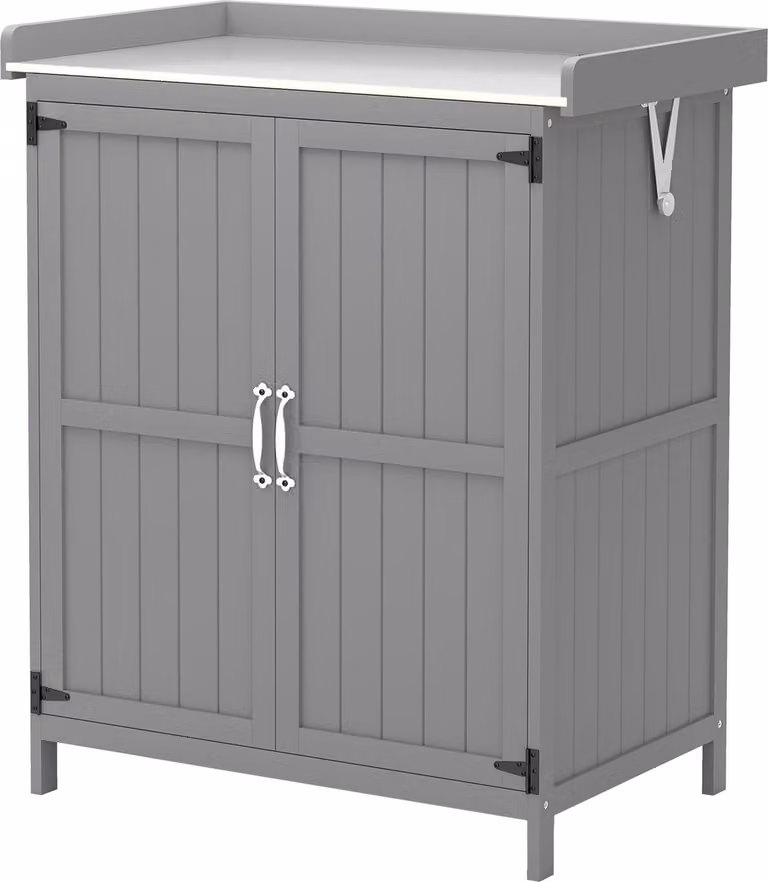 Casetta per attrezzi da giardino in legno resistente alle intemperie, grigio, 74x43x88cm
