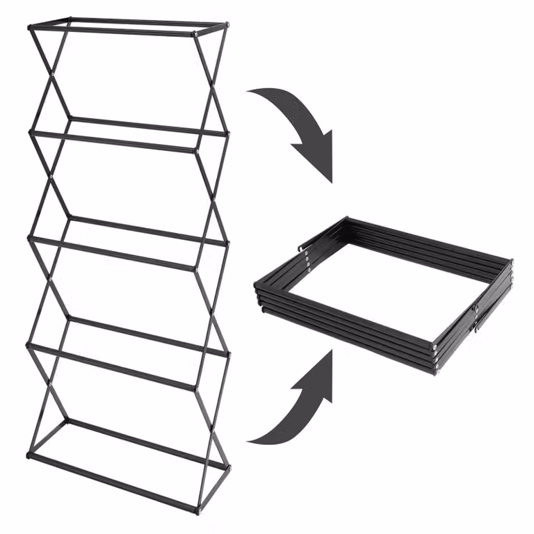Fioriera verticale tectake con 4 vasi in acciaio e plastica, colore marrone e nero, L: 52 cm, P: 21 cm, H: 127 cm