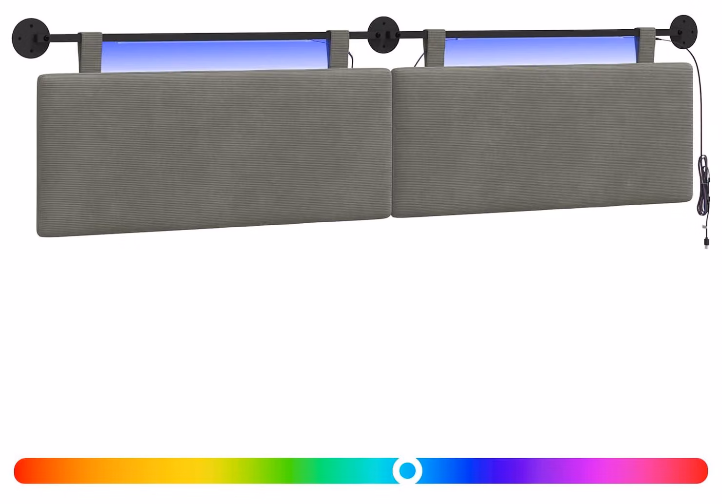 Testiera sospesa Con luce LED Grigio Chiaro Tessuto in Cords