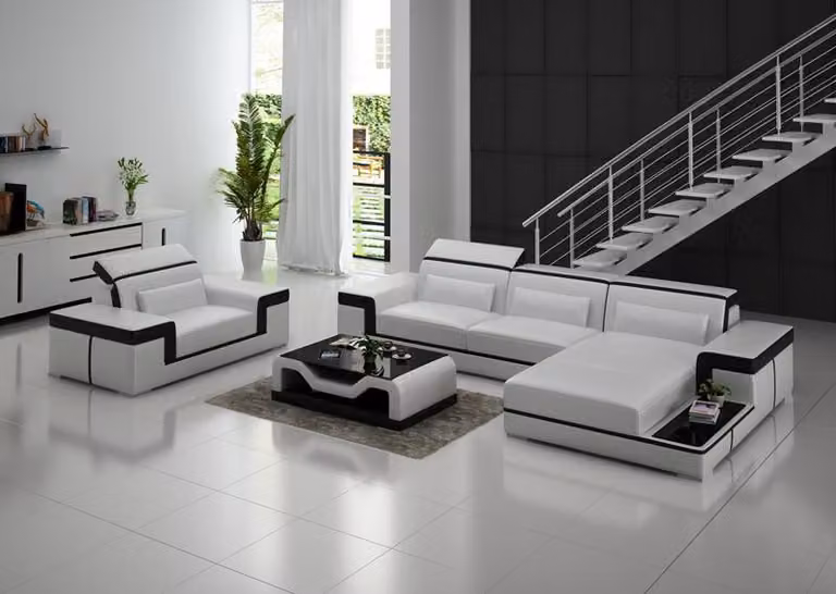 Wohnlandschaft Ecksofa L-Form Sessel Set Garnitur Modern Sofa Leder Couch 2tlg.