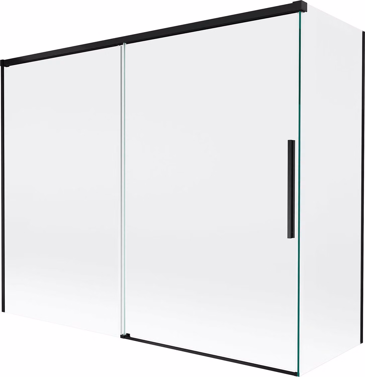 Mexen Rox paravento da vasca da bagno a 2 ante scorrevoli 190 + 80 x 150 cm, trasparente, nero - 8C9-190-080-70-00