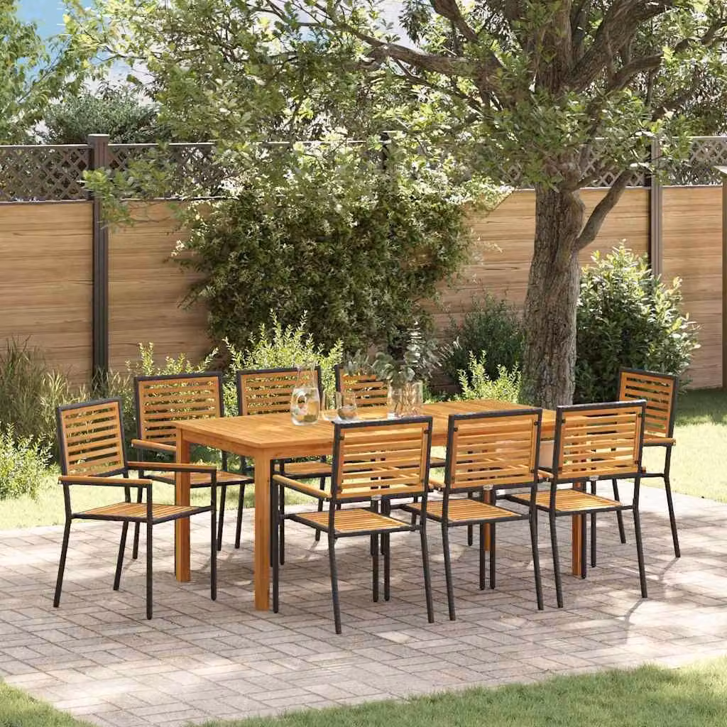 Maison Exclusive - Set da giardino per esterni, 9 pezzi, legno massello di acacia nero