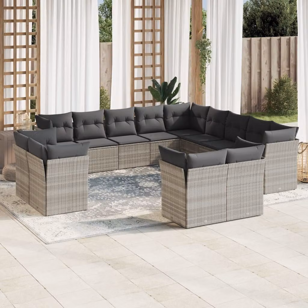 Maison Exclusive - Set Divani Giardino 13 pz con Cuscini Grigio Chiaro Polyrattan