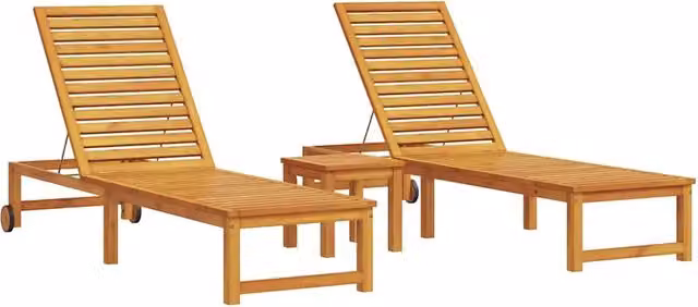 Lettino da Lettino sole | Sdraio da giardino | Lettino da sole 3 pz Marrone Legno di Acacia Massello