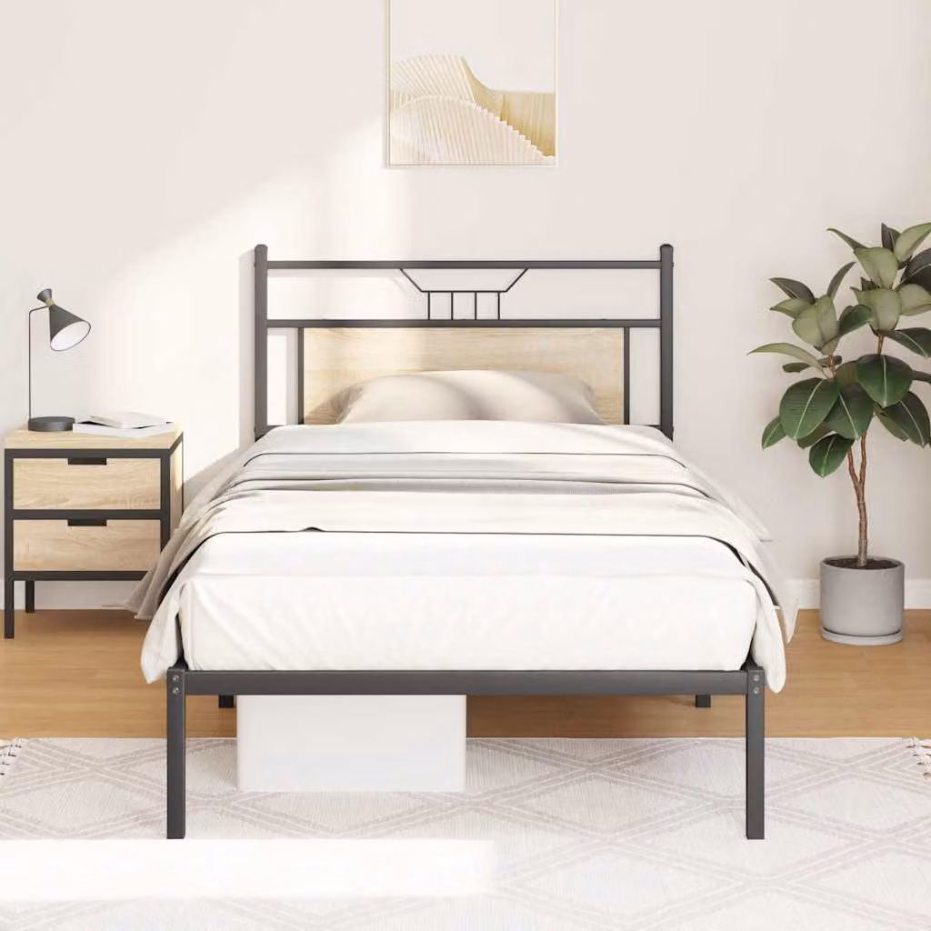 vidaXL Giroletto senza Materasso in Rovere Sonoma e Truciolato, L: 107 cm x P: 203 cm
