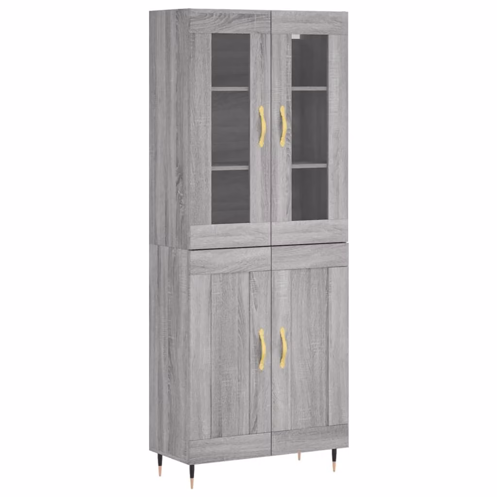 Credenza Grigio Sonoma 69,5x34x180 cm in Legno Multistrato