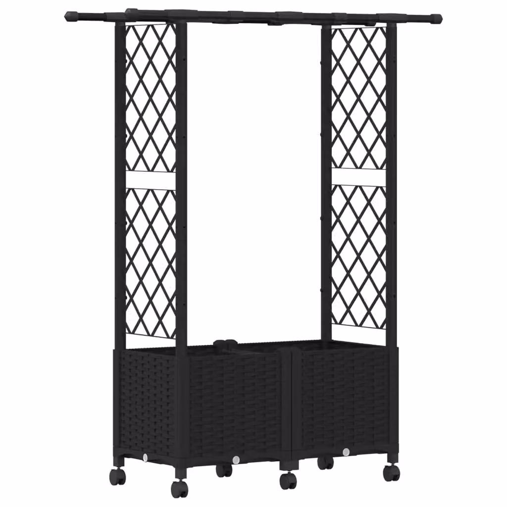 Letto rialzato con griglia e tetto vidaXL nero L: 124,5 cm, P: 40 cm, H: 142 cm – 2