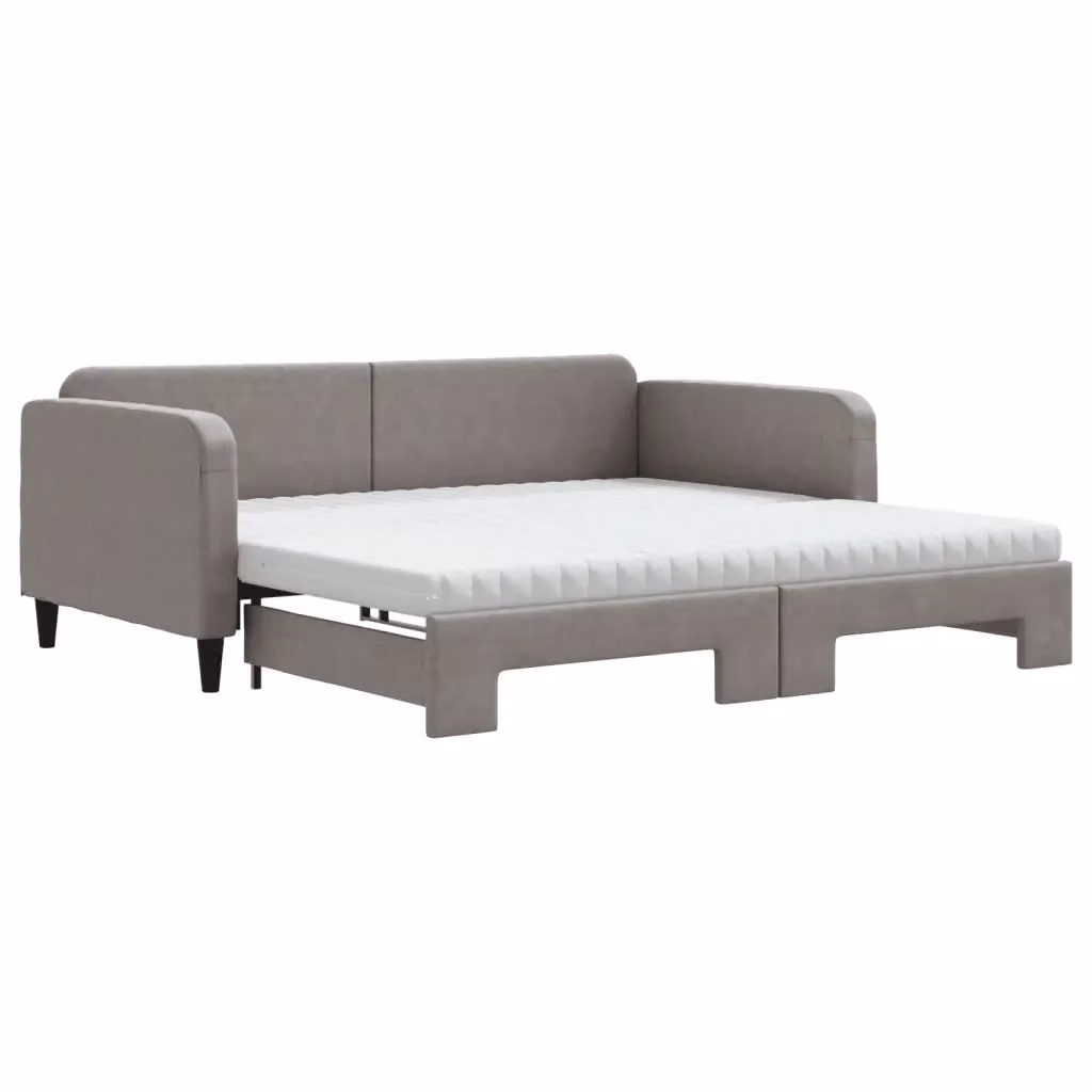 Divano Letto Estraibile vidaXL in Tessuto Grigio con Cassetto per Materasso 100x200 cm – 2