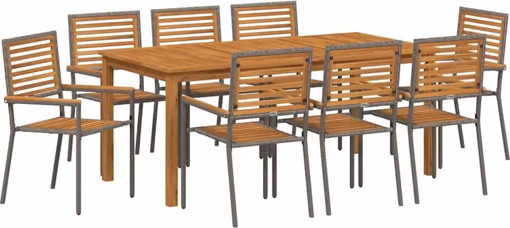 Set da Pranzo per Giardino 9 pcs Grigio