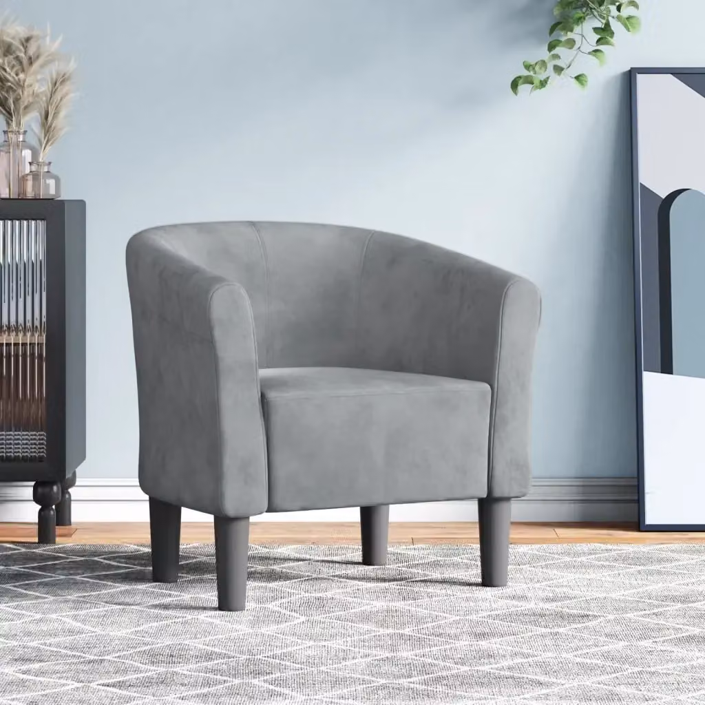 Poltrona Relax Cabriolet in Velluto Grigio con Braccioli e Struttura Moderna – 2