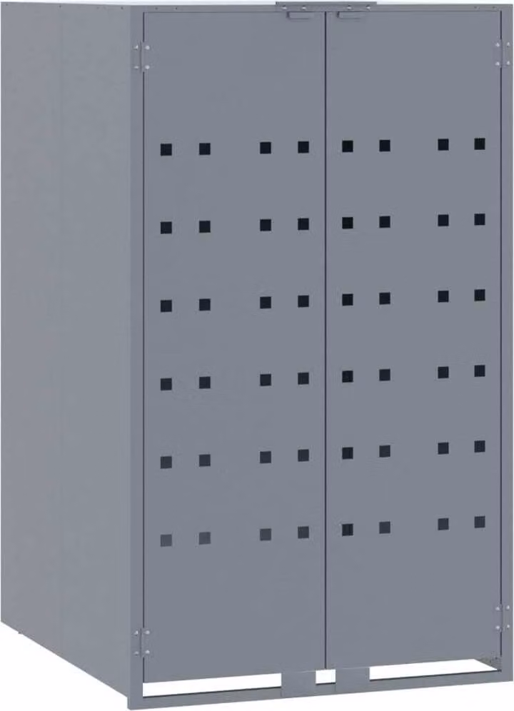 Copribidone con Ruote Bidone Singolo Grigio 69x79x117cm Acciaio