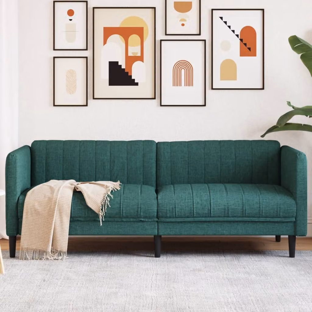 Maison Exclusive - Divano a 3 posti, colore verde scuro, rivestito in tessuto