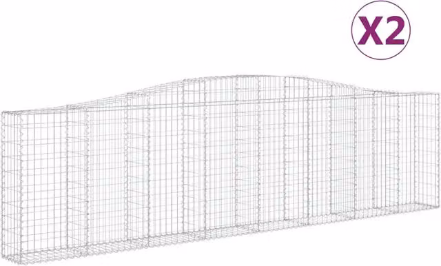 Cesti Gabbioni ad Arco 2 pz 400x30x100/120 cm Ferro Zincato