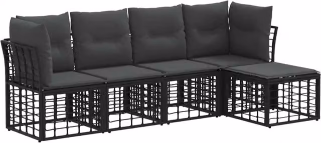 Set di divani da esterno | Set Salotto da Giardino Nero Poliestere