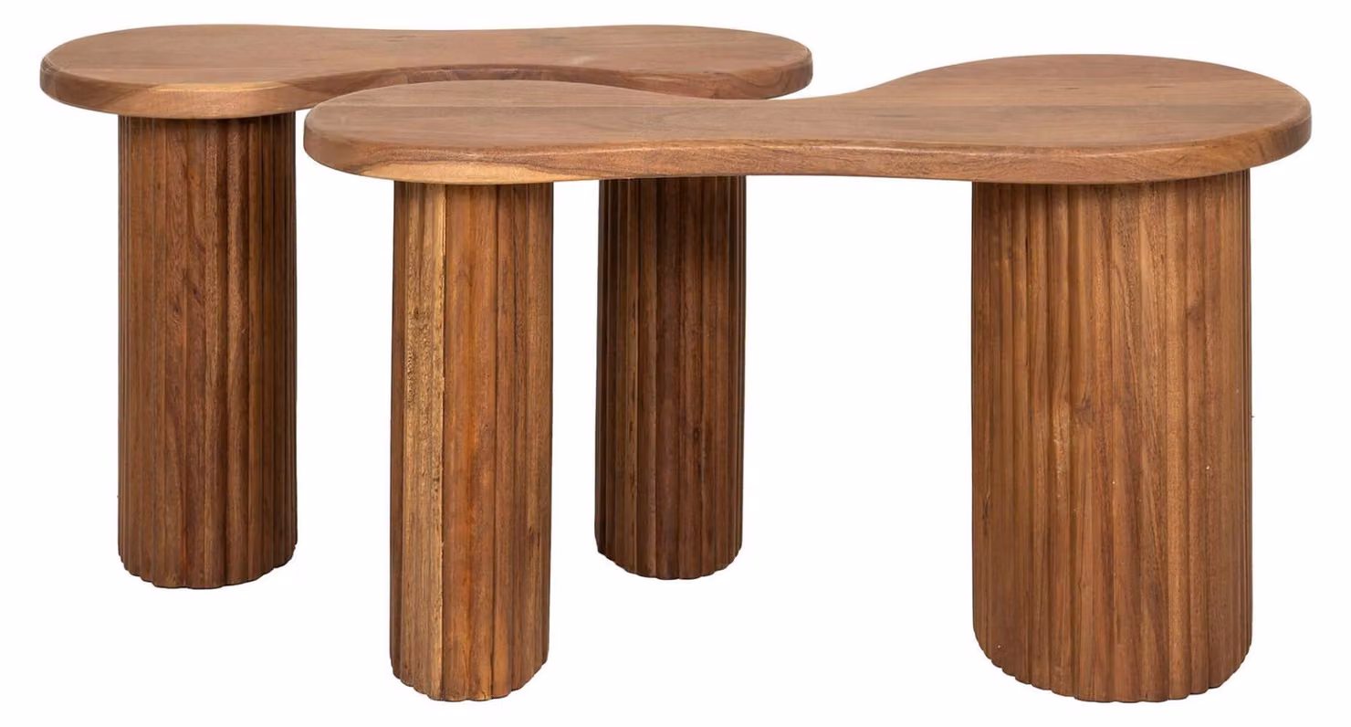 Tavolino FURNLUX Fuse in legno di acacia 80 cm (2 pezzi) / Colore principale: marrone / Dimensioni: 80 x 41 x 45 cm