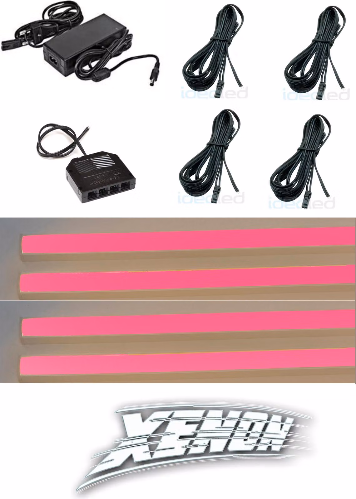 6648 Illuminazione a LED per scaffali 4x0,3 m strisce LED + alimentatore rosso