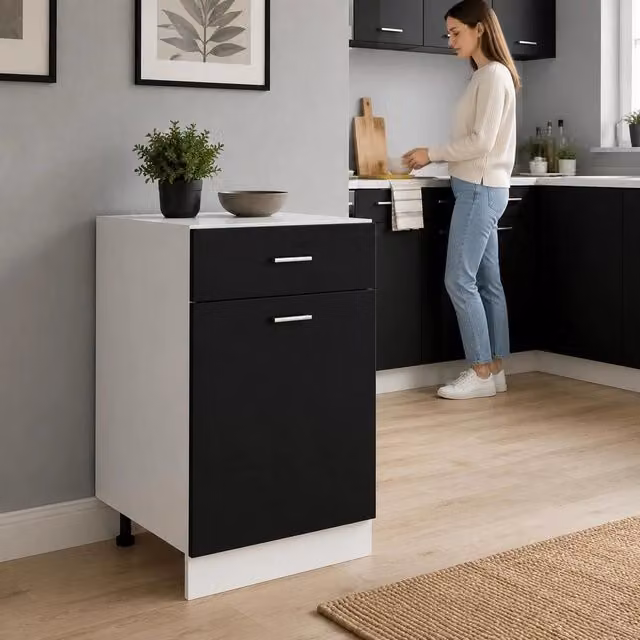 Drawer Unit Lyon Black 50x46x81.5 Cm Wood-based Material