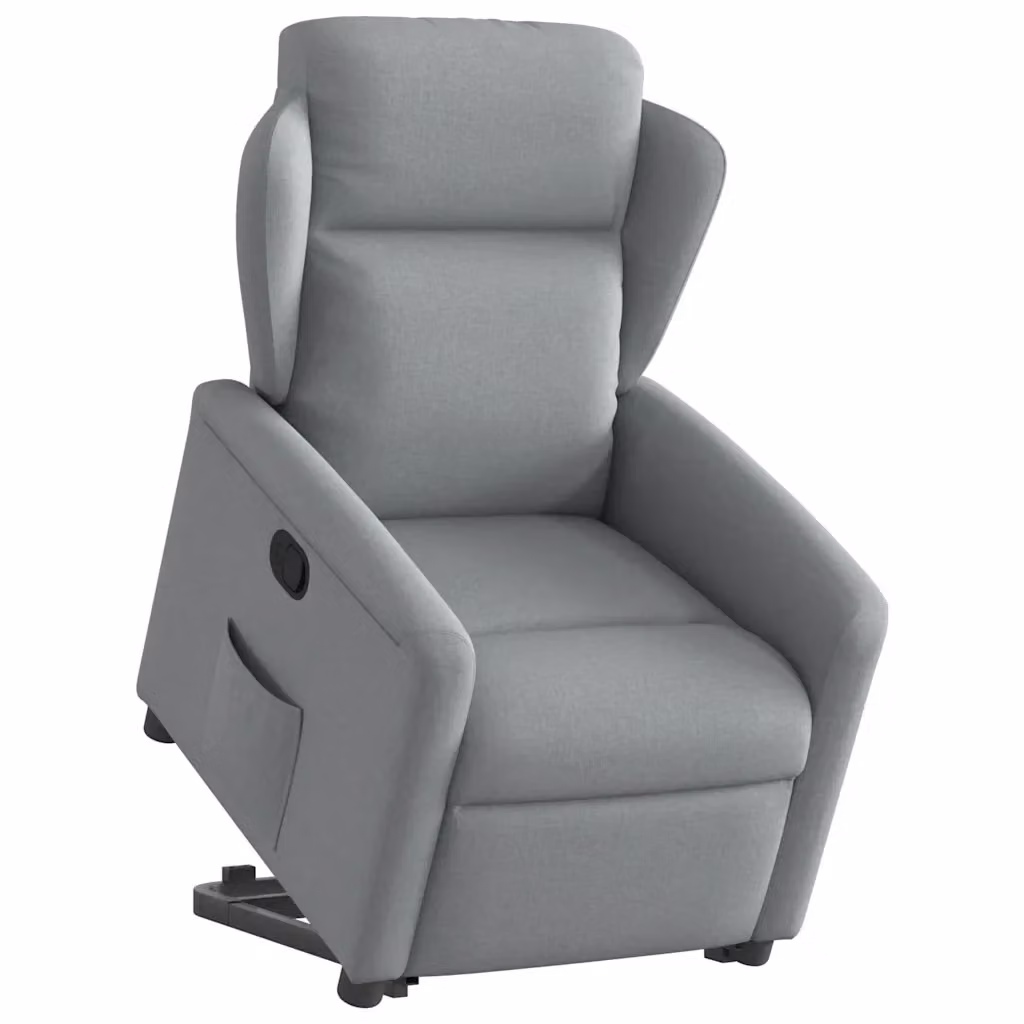 Poltrona Alzapersona Reclinabile vidaXL Grigio con Assistenza Elettrica e Braccioli in Tessuto – 2
