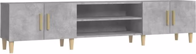 Mobile TV moderno in legno multistrato grigio cemento L 180 x P 31,5 x H 40 cm – 1