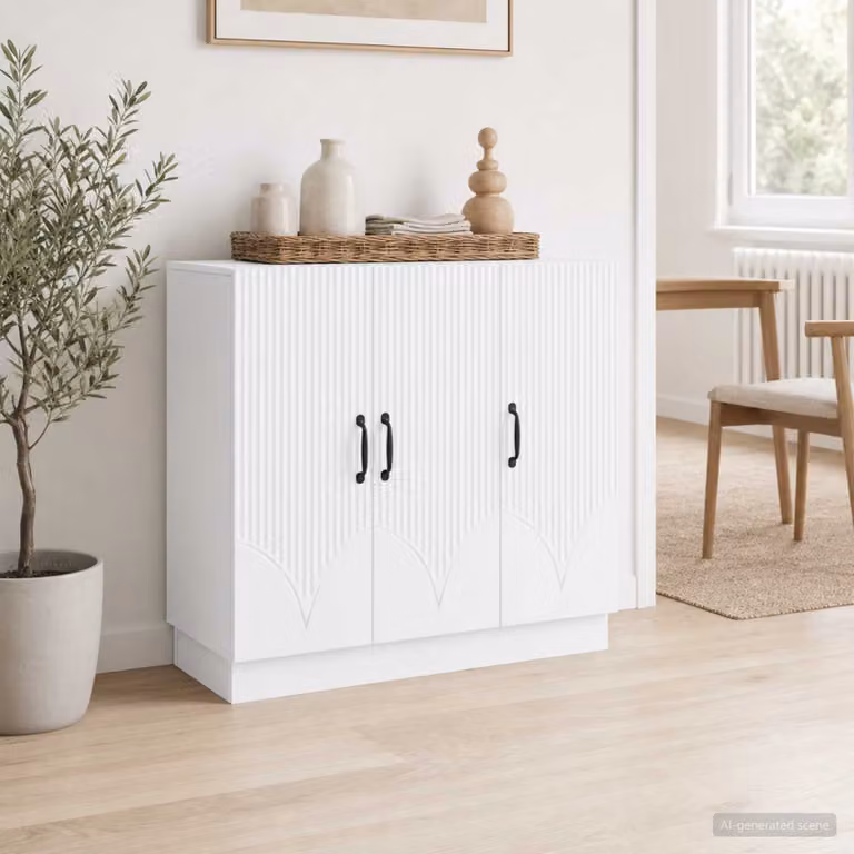 Credenza moderna vidaXL in legno ingegnerizzato bianco L 89 x P 34,5 x H 77 cm