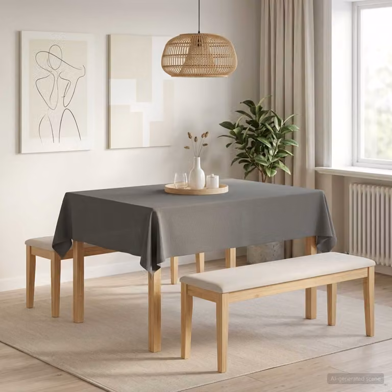 Tovaglia da Tavolo Rettangolare vidaXL Grigio Chiaro, Lavabile in Lavatrice, Idrorepellente e Antitaccha, L: 140 cm x P: 160 cm