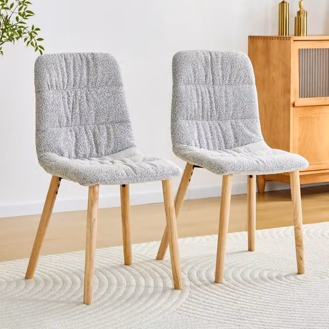 Set di 2 sedie da pranzo moderne WISHDOR in tessuto grigio con gambe in legno di quercia e metallo