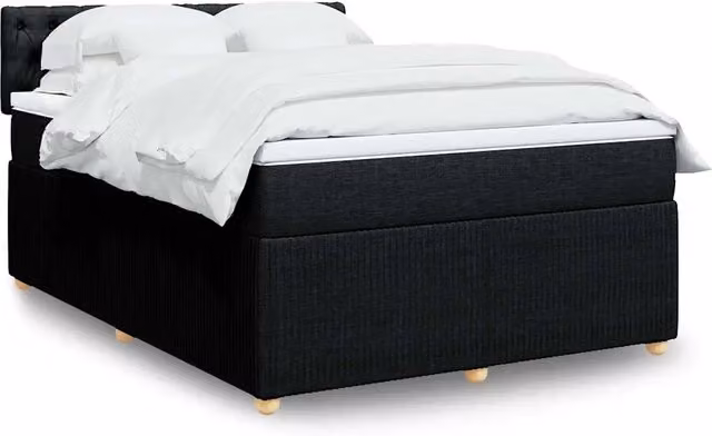 Letto Ibrido vidaXL con Giroletto a Molle e Materasso in Tessuto Nero e Bianco L/P/H: 140 x 200 cm – 1