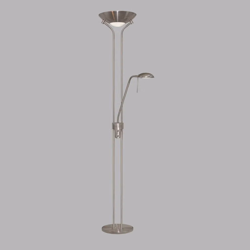 Piantana da terra contemporanea Mother Child in acciaio argento e vetro trasparente con luce R7S dimmabile – 2
