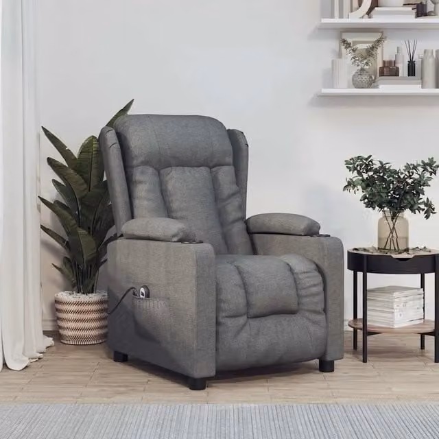 Poltrona Elettrica Reclinabile-Divano Sedia Grigio Scuro in Tessuto 416121