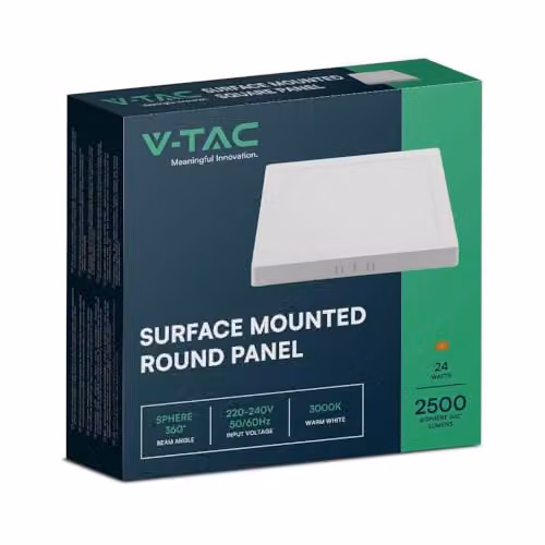 V-TAC Pannello LED 24W Montaggio a Plafone Quadrato Colore Bianco 6500K