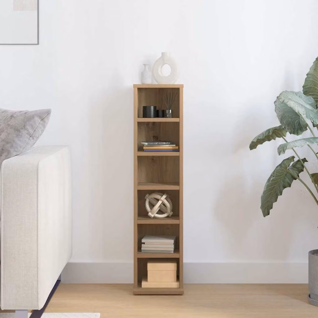vidaXL Porta CD in Legno Multistrato Marrone con Pannello Posteriore L/P/H: 21 x 20 x 88 cm
