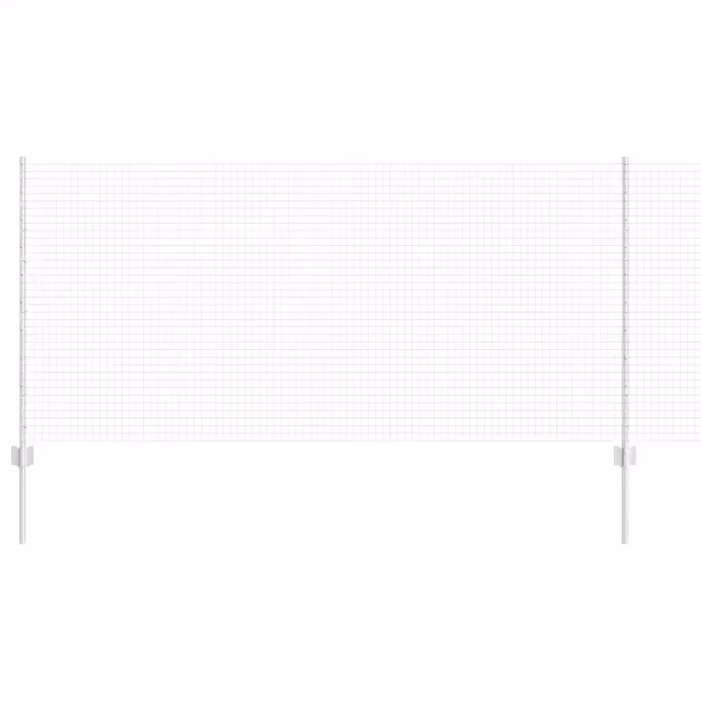 Recinzione in rete saldata con pali in acciaio zincato vidaXL, colore argento, L/P/H: 50 x 1 x 0,8 m – 2