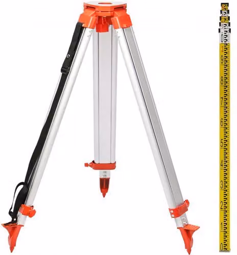 VEVOR Treppiede in Alluminio Argento da 165 cm con Staffa Livellata e Bastone da 5 m per Livello Laser Rotante