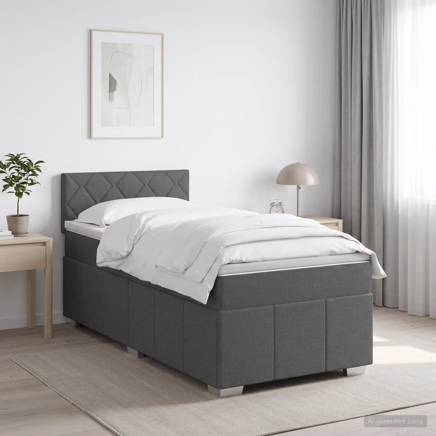 Maison Exclusive - Letto boxspring con materasso grigio scuro 90 x 190 cm Tessuto