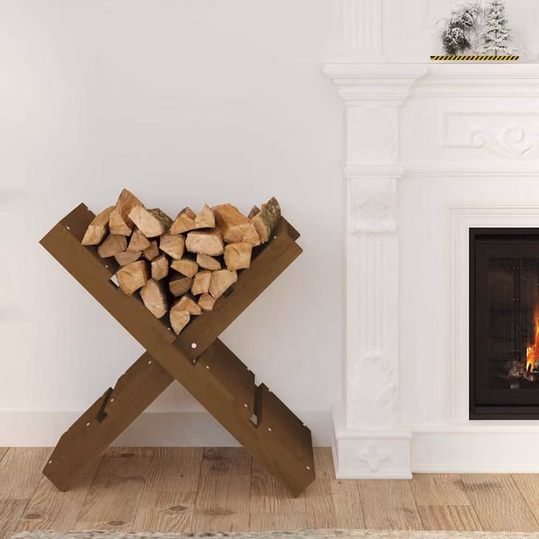 vidaXL Portaceppi in Legno Massello di Pino, Colore Marrone Ambra, L: 47 cm, P: 39,5 cm, H: 48 cm